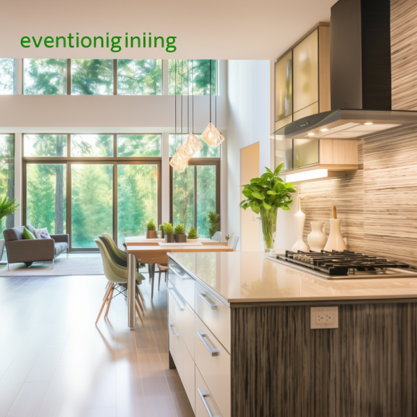 "An eco-friendly home showcasing sustainable design elements and energy-efficient appliances, representing Recomco's commitment to promoting green living."
